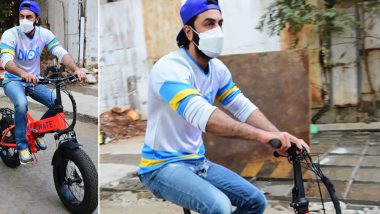 Ranbir Kapoor Visits His Under Construction Bungalow on an Electric Bike (Watch Video)
